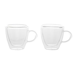 Set van 2x dubbelwandige koffie/espresso glazen met oor 60 ml – transparant