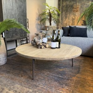 Salontafel Eiken Rond Puntpoot 108CM