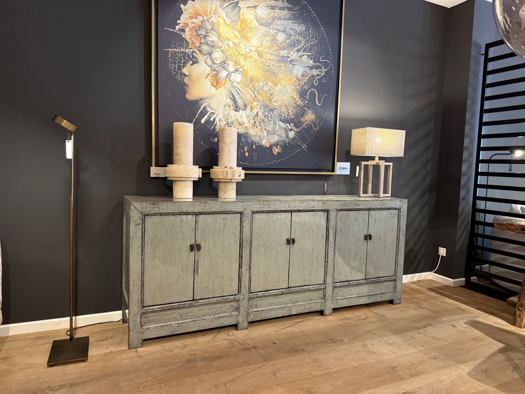 Licht Grijs Gelakt Dressoir 220CM - Afbeelding 2